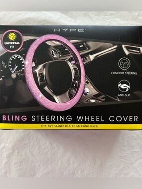 NWT Hype Pink Bling Rhinestone Steering Wheel Cover